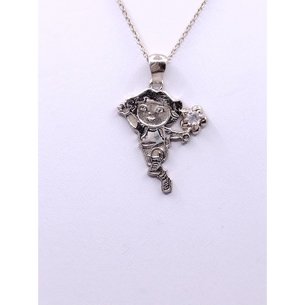 Sterling Silver 925 Stamped Dora the Explorer Pendant Necklace Viacom 17"